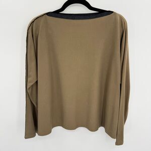 ELM DESIGN Olive Green Pima Cotton Button Collar Long Sleeve Top Size 3 Large